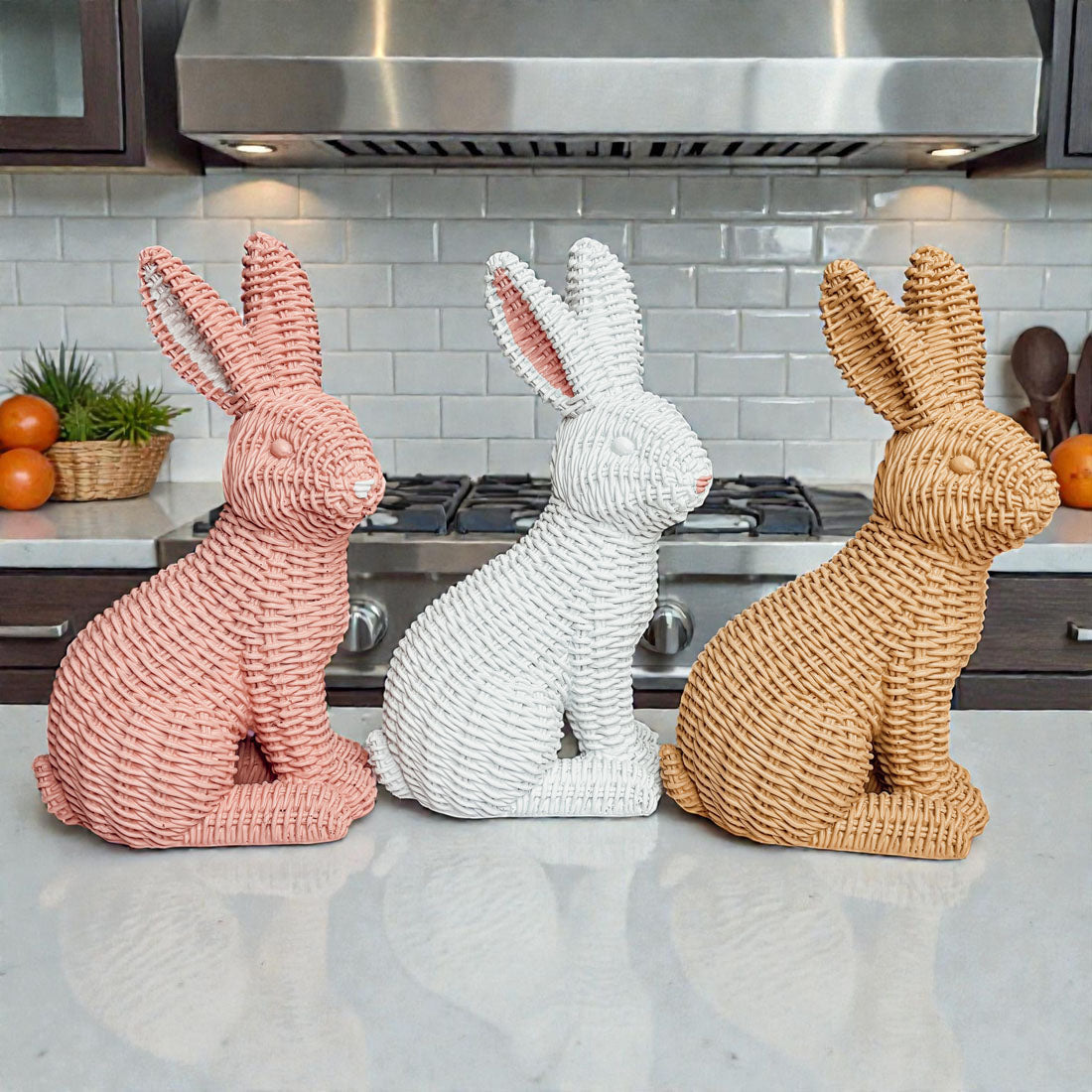 Basketweave Resin Easter Bunny