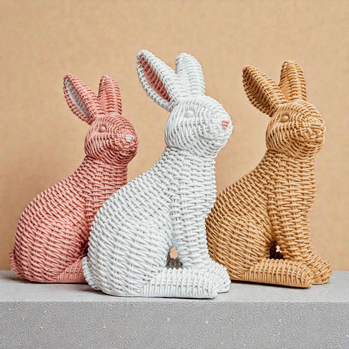 Basketweave Resin Easter Bunny