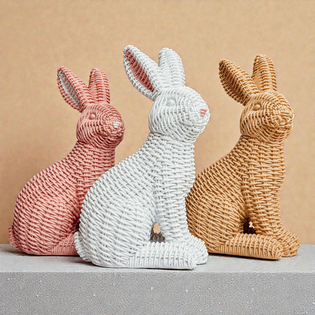 Basketweave Resin Easter Bunny