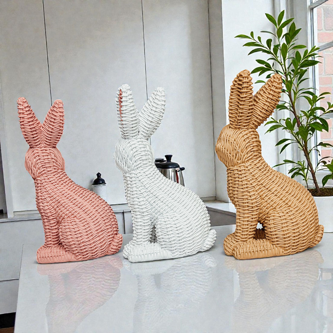 Basketweave Resin Easter Bunny