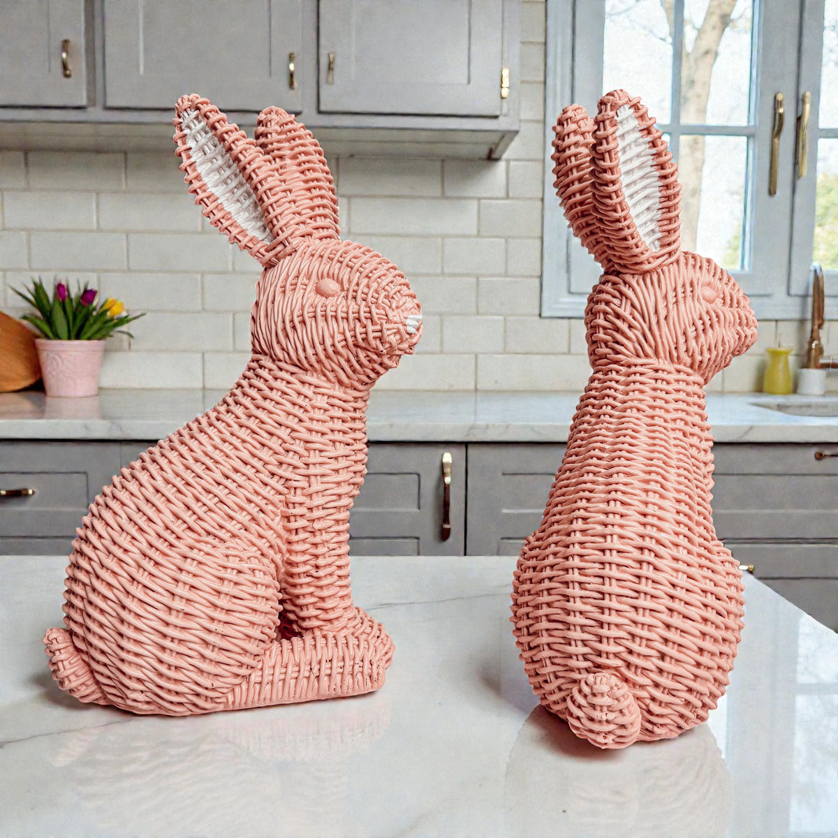 Basketweave Resin Easter Bunny