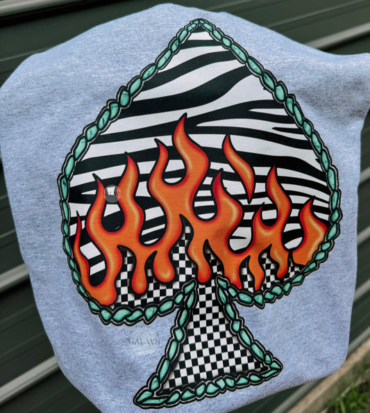 Zebra Flame Spade Tee/Sweatshirt