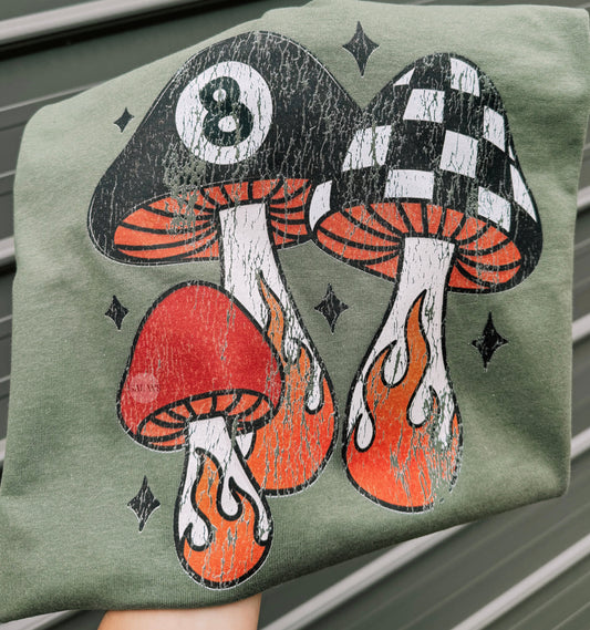 Checker Flame 8 Ball Mushroom Tee/Sweatshirt