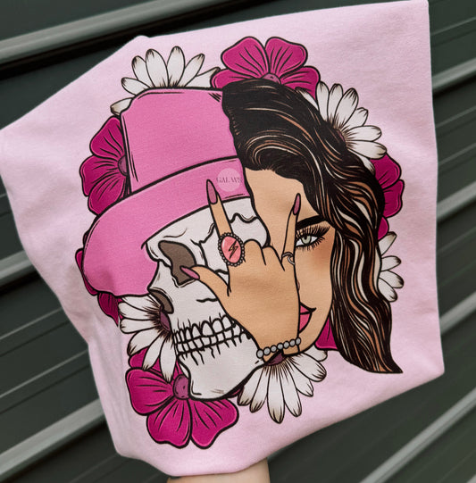 Dark Pink Cowgirl & Skull Tee/Sweatshirt