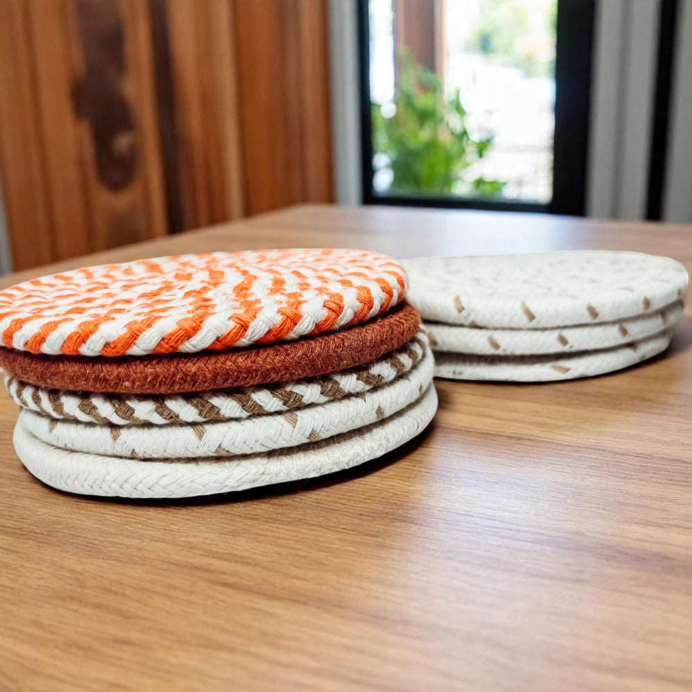 Modern Halloween Decor Braided Coasters
Spooky Elegant Table Protection Coaster Set
Halloween Coffee Station with Spiral Coasters