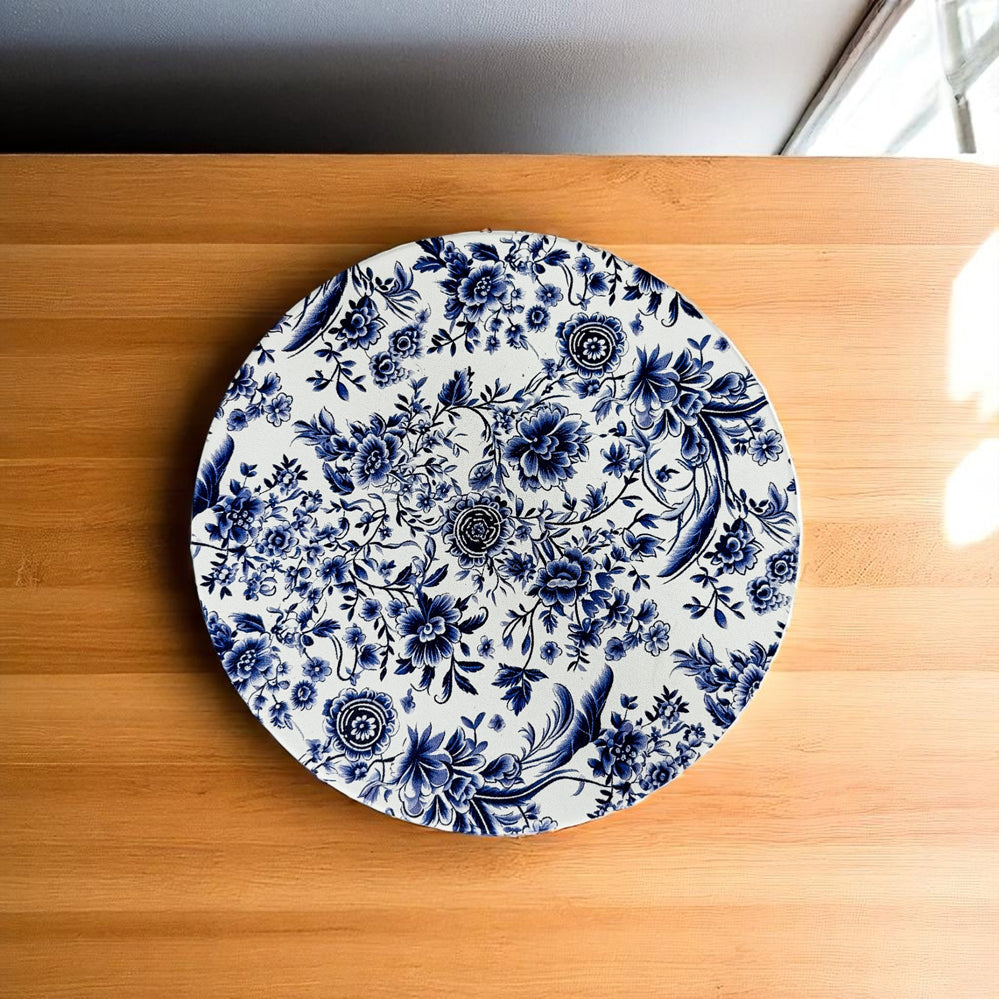 preppy ceramic coasters Chinoiserie blue white pattern luxury ginger jar blue willow Staffordshire dogs cork back