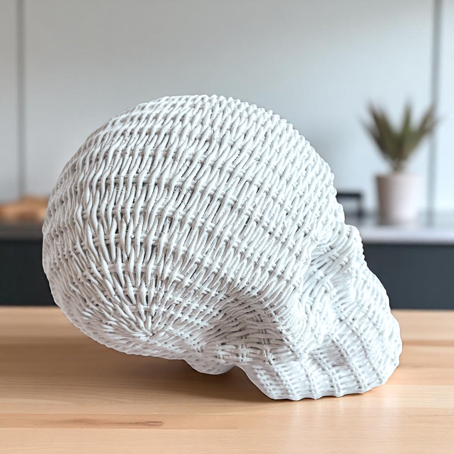 transitional halloween decor skull heads rattan basketweave style neutral brown white fall gothic accent wicker texture
contemporary gothic skull decor rattan basketweave texture neutral brown white halloween fall table accent wicker style