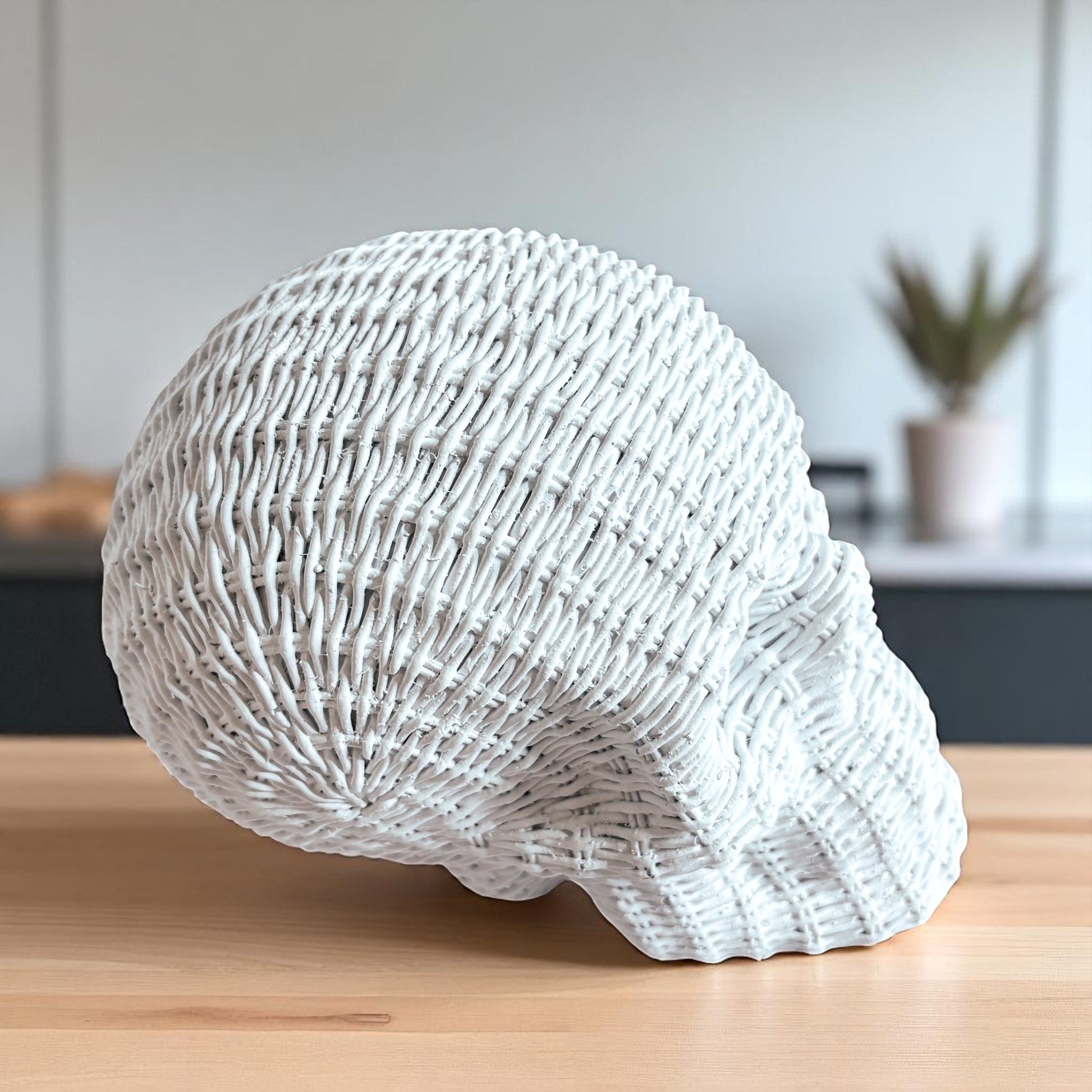 transitional halloween decor skull heads rattan basketweave style neutral brown white fall gothic accent wicker texture
contemporary gothic skull decor rattan basketweave texture neutral brown white halloween fall table accent wicker style