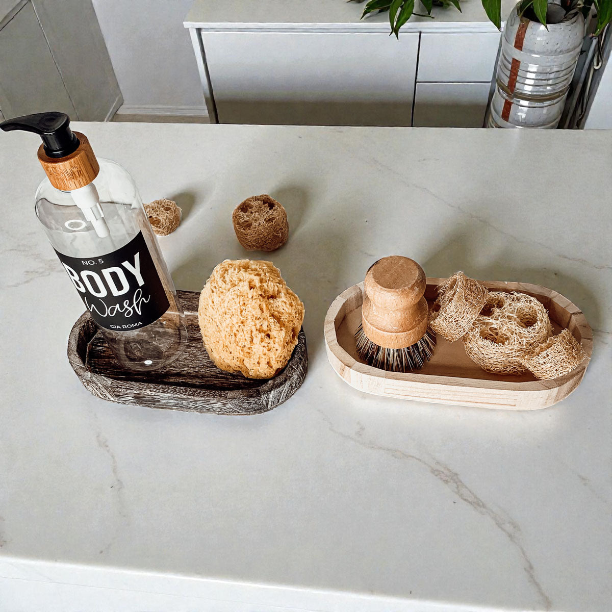 Farmhouse entryway organizer wooden tray with keys
Oval wooden tray for everyday carry items
Wooden ring dish and earring organizer vanity tray
Rustic wood catchall tray with watches and bracelets