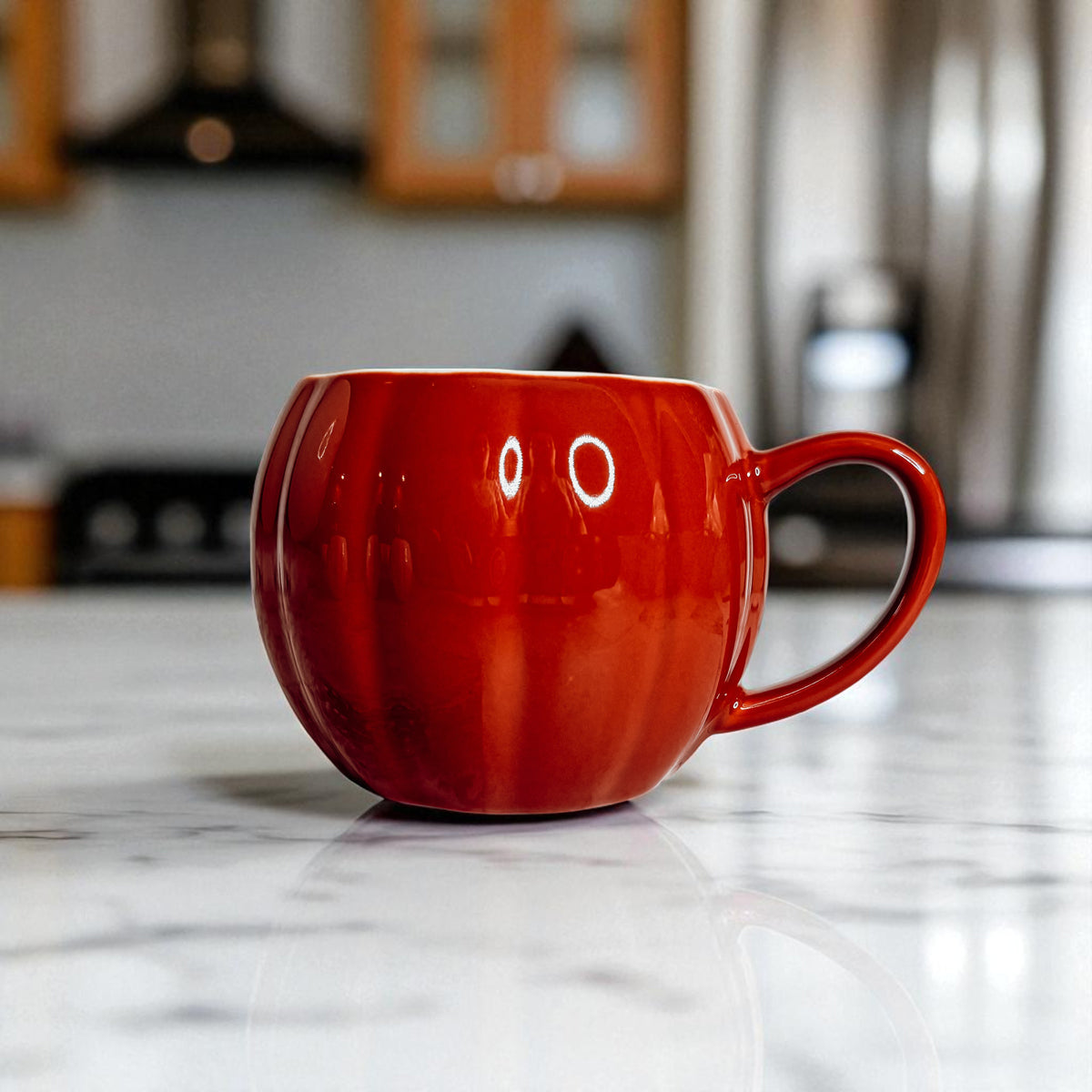 Ceramic pumpkin shaped mugs - Halloween kitchen decor and fall home accessories