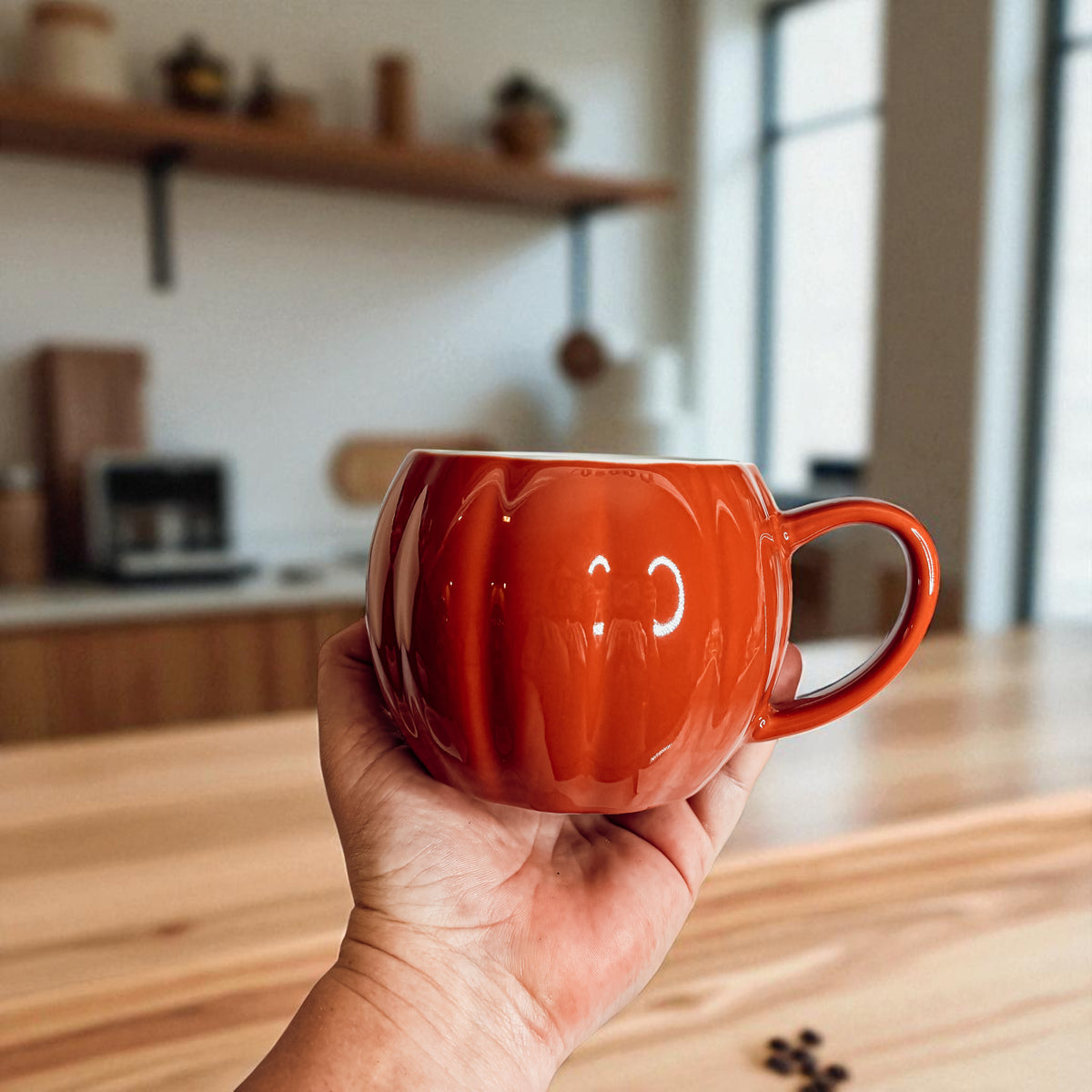 Cozy fall coffee cups - pumpkin shaped ceramic mugs for autumn mornings
Seasonal coffee ritual mugs - Halloween pumpkin ceramic drinkware set