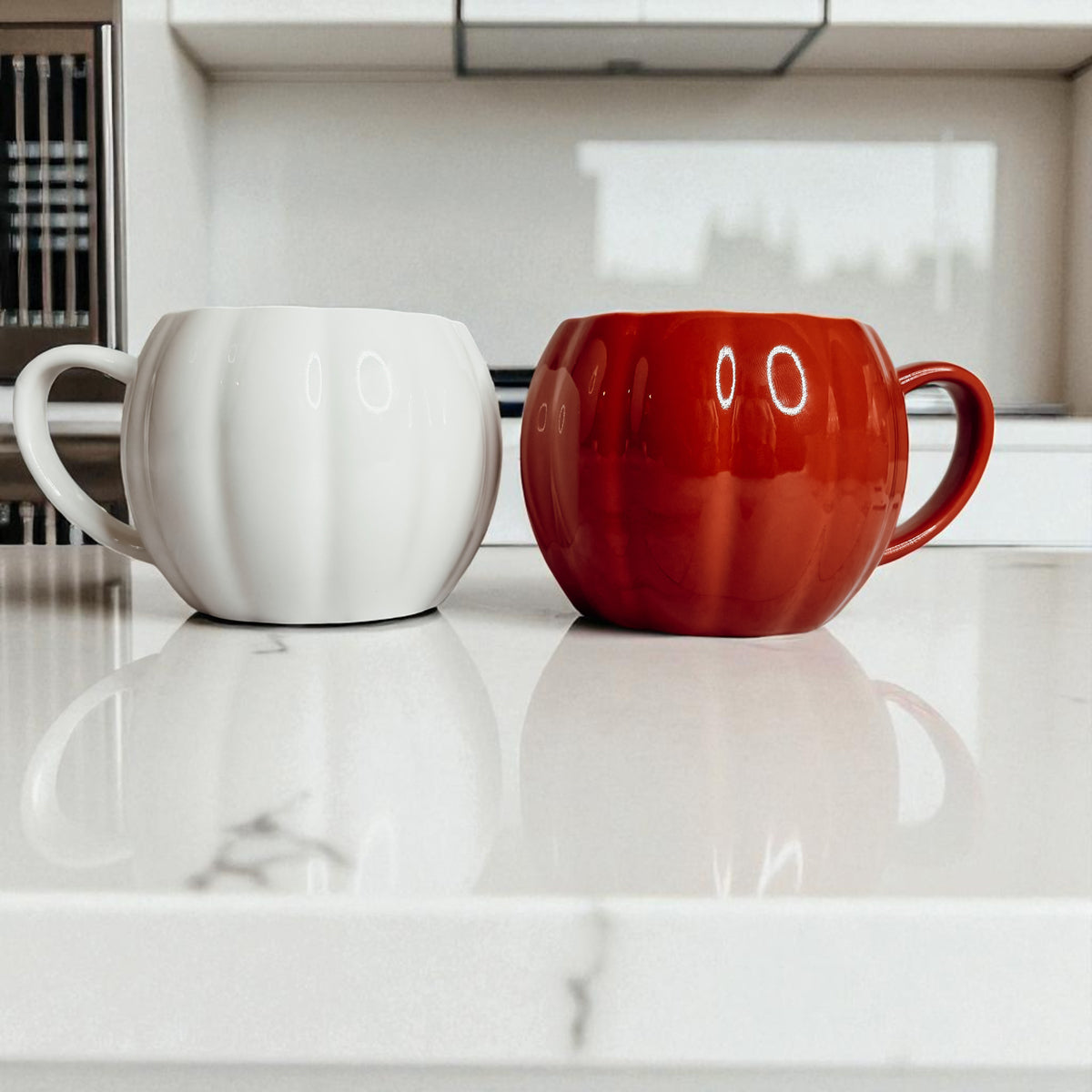 Ceramic pumpkin shaped mugs for fall coffee lovers - Halloween kitchen decor and seasonal gifts