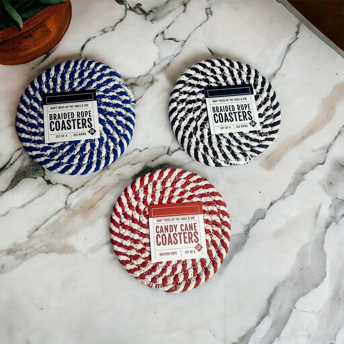 Blue Braided Coasters 4pk