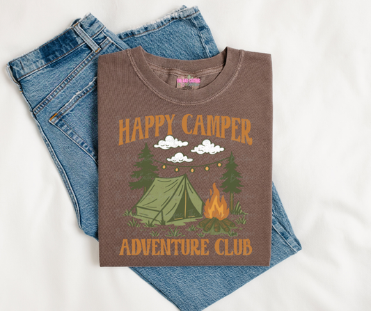 Happy Camper Adventure Club Graphic Tee or Crewneck Sweatshirt