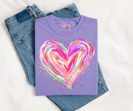 Painted Heart Valentine Graphic Tee or Crewneck Sweatshirt