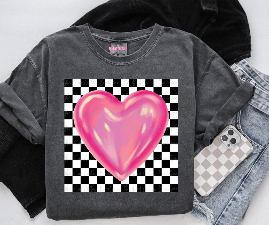 Checker Heart Valentine Tee/Crewneck