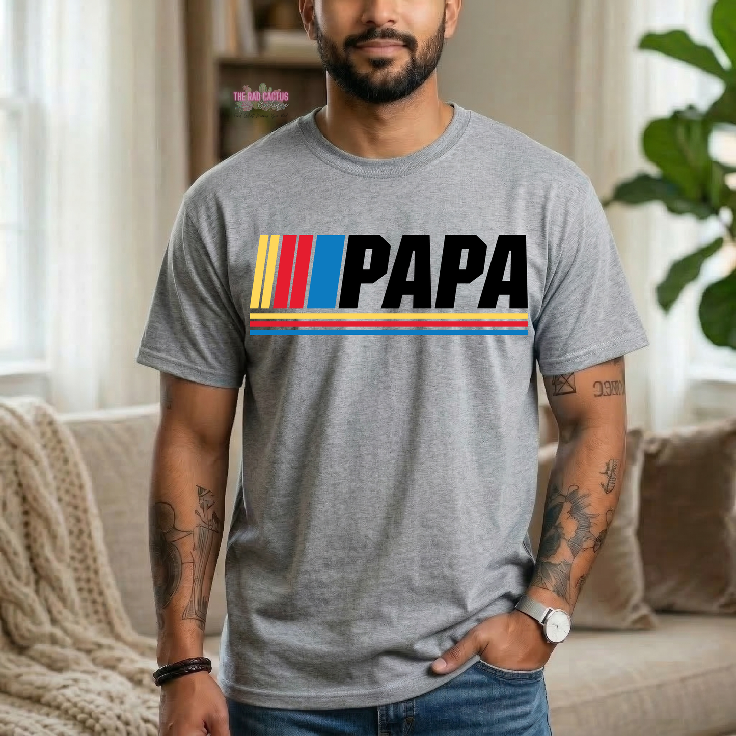 Retro Racing Papa Graphic Tee or Crewneck Sweatshirt