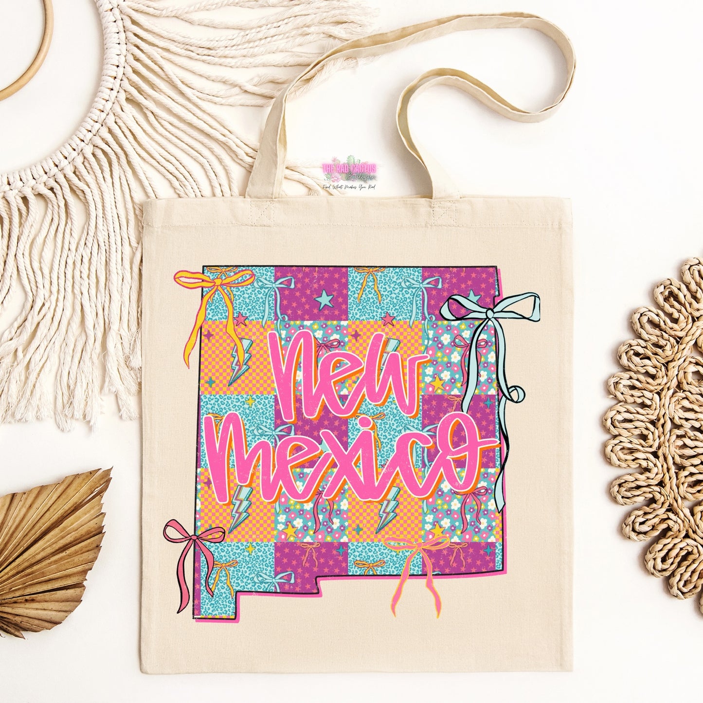 New Mexico Patchwork State Canvas Tote Bag