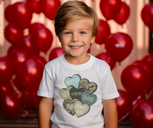 Tractors, Dirt & Mama’s Boy Valentine Youth Graphic Tee or Crewneck Sweatshirt