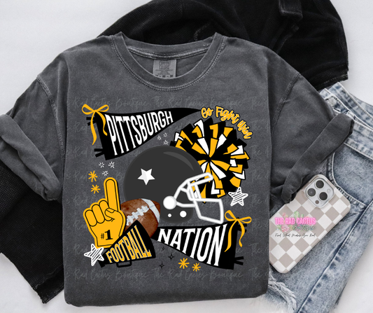 Pittsburgh Game Day Graphic Tee or Crewneck Sweatshirt Custom Team Shirt