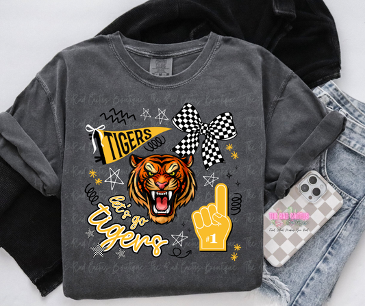 Tigers Spirit Bow Graphic Tee or Crewneck Sweatshirt Custom Mascot Shirt