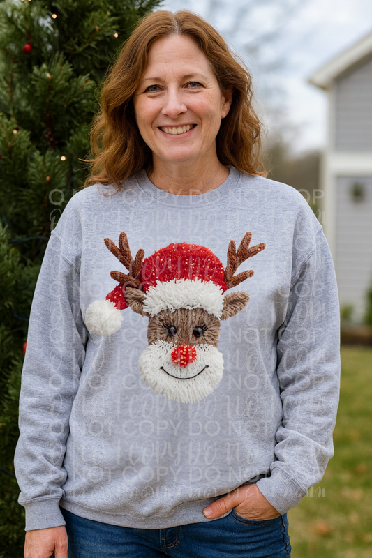 Reindeer Faux Yarn Tee/Sweatshirt