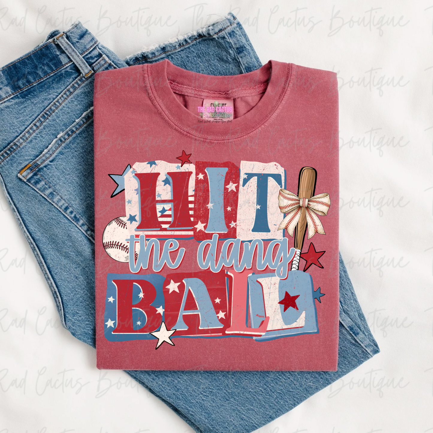 Hit The Dang Ball Baseball Graphic Tee or Crewneck Sweatshirt