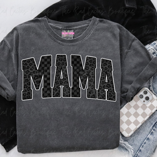 Mama Checkered Leopard Graphic Tee or Crewneck Sweatshirt