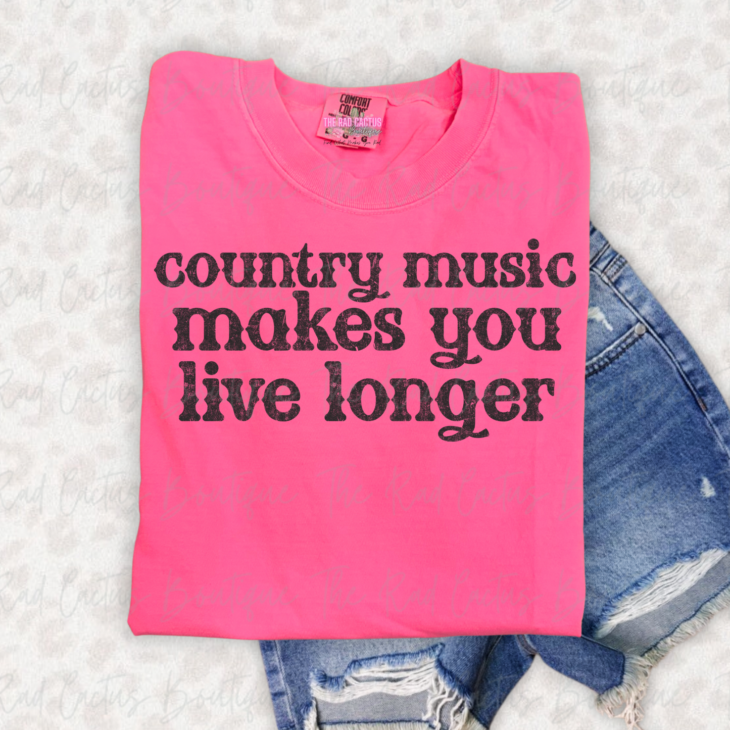 Country Music Makes You Live Longer Black Ink Graphic Tee or Crewneck Sweatshirt