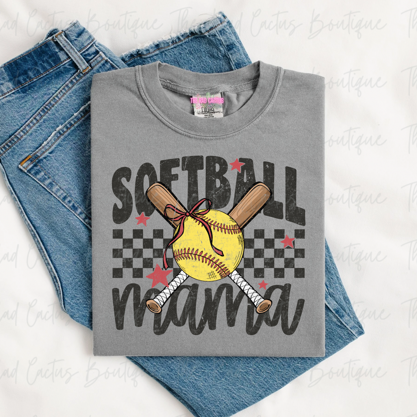 Softball Mama Black Ink Graphic Tee or Crewneck Sweatshirt