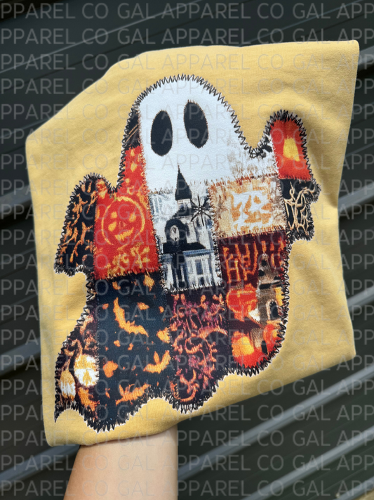 Patchwork Faux Quilt Ghost Tee/Sweatshirt