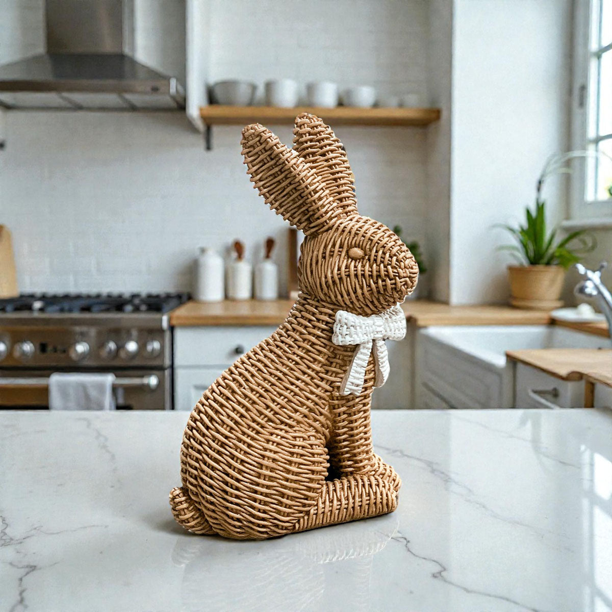 Basketweave Resin Easter Bunny