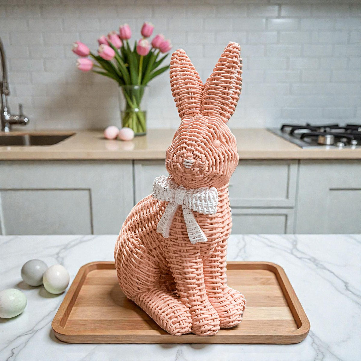 Basketweave Resin Easter Bunny