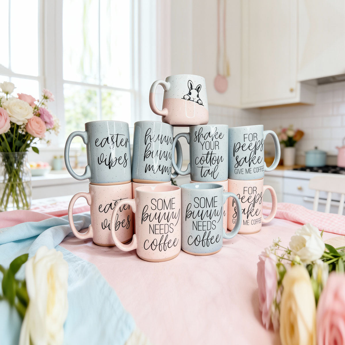 Pastel Drinkware | Pastel Coffee mugs large | Easter and Spring Color Home Decoration Ideas