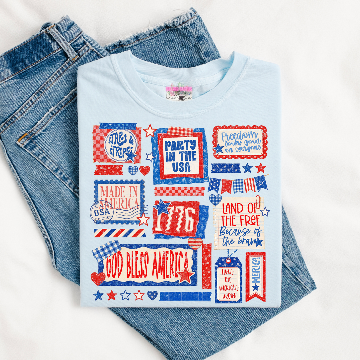 Americana Stamps Graphic Tee or Crewneck Sweatshirt