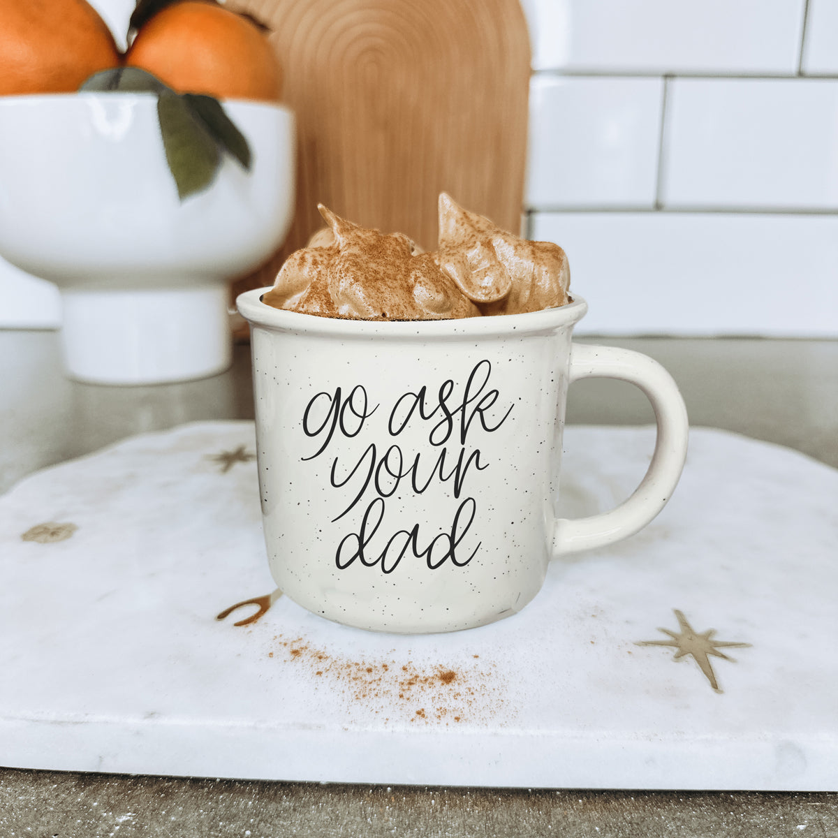Minimalist design coffee mug with mom delegation quote