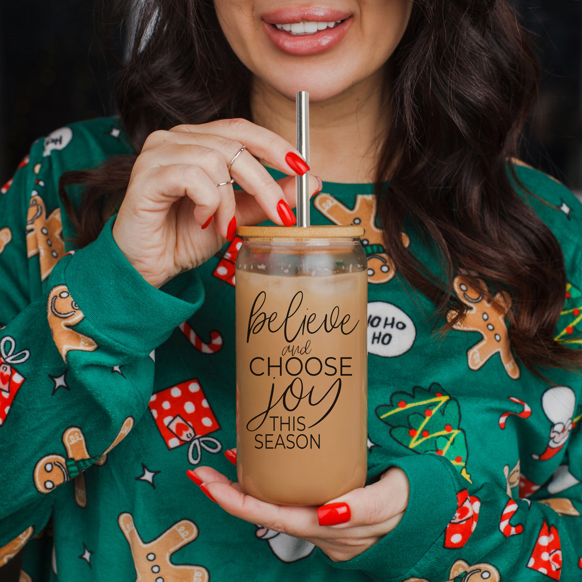 Believe & Joy Glass Cup