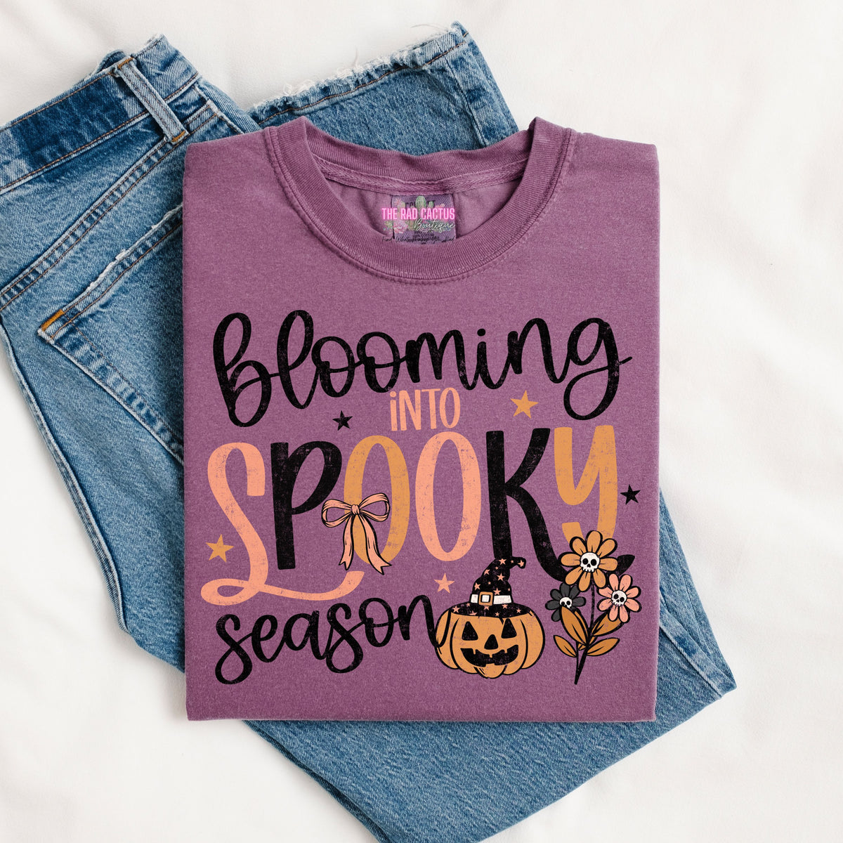 Blooming Into Spooky Season Graphic Tee or Crewneck Sweatshirt
