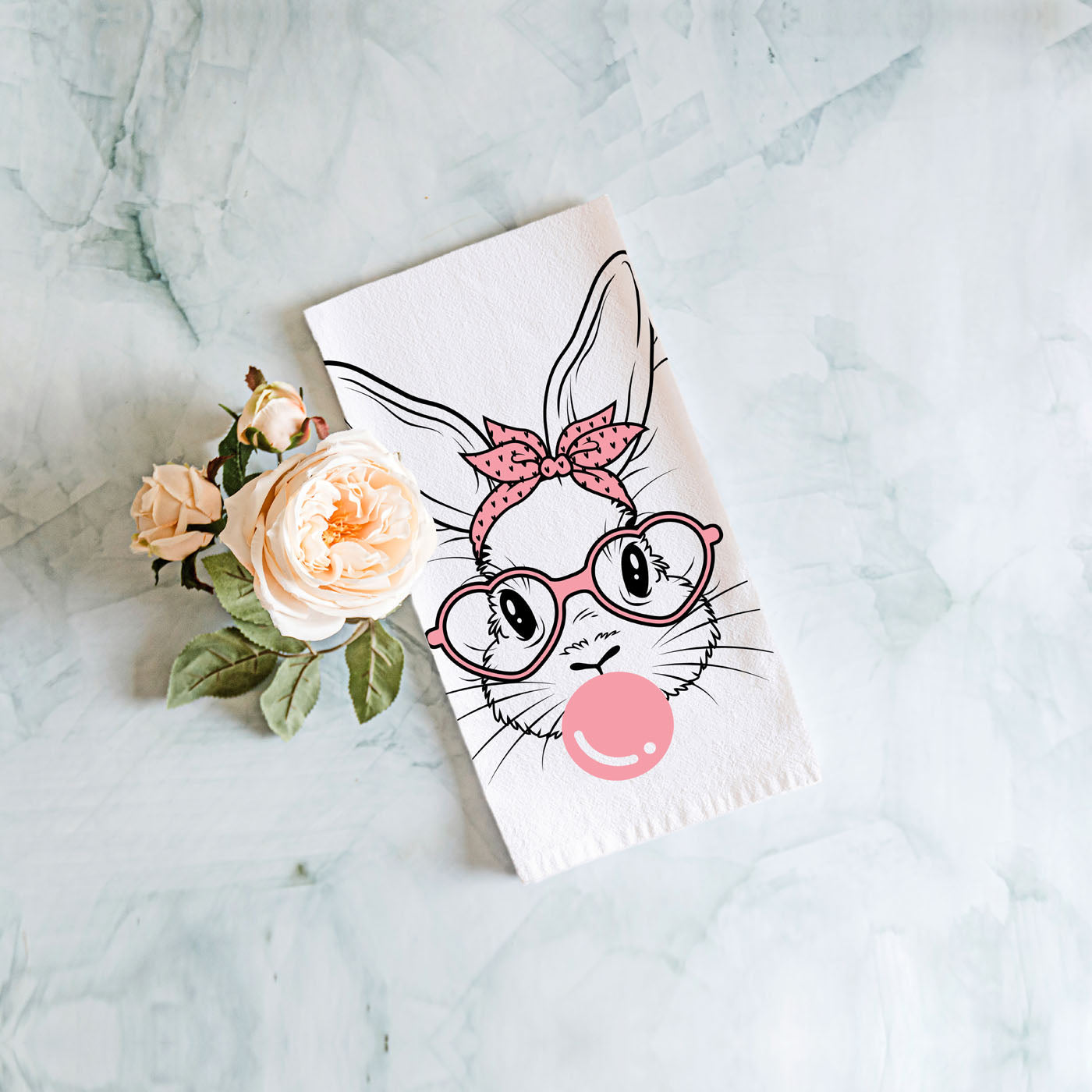 Retro 1950s style bunny kitchen towel heart glasses
Pop art bunny kitchen towel bubblegum bubble pink
Eclectic modern bunny dish towel Easter design
Vintage pin-up bunny kitchen towel pink heart glasses
