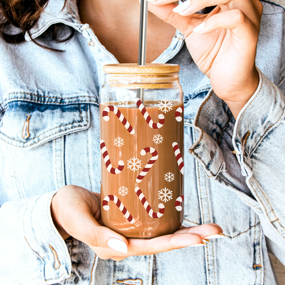 Candy Cane Glass Cup