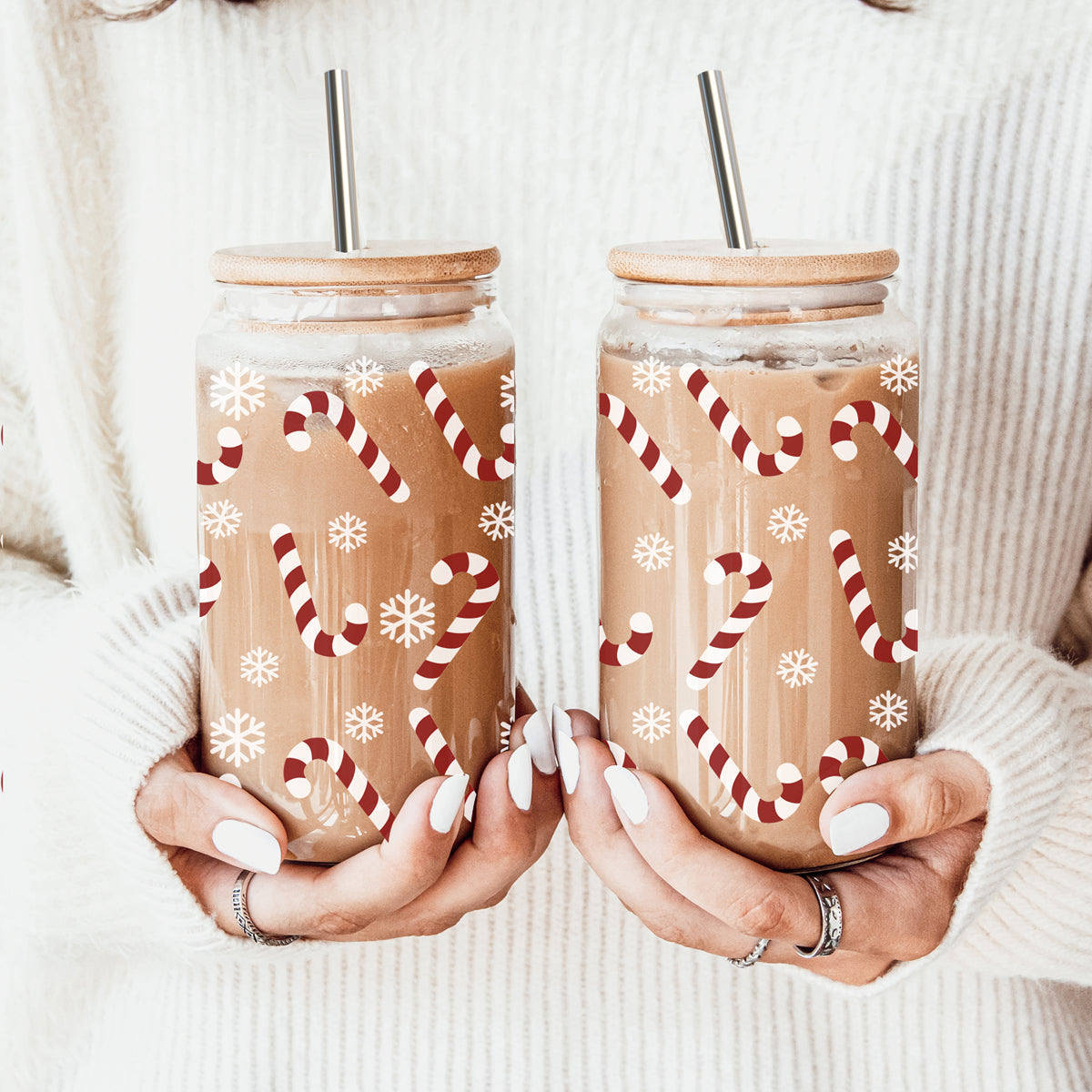 Candy Cane Glass Cup