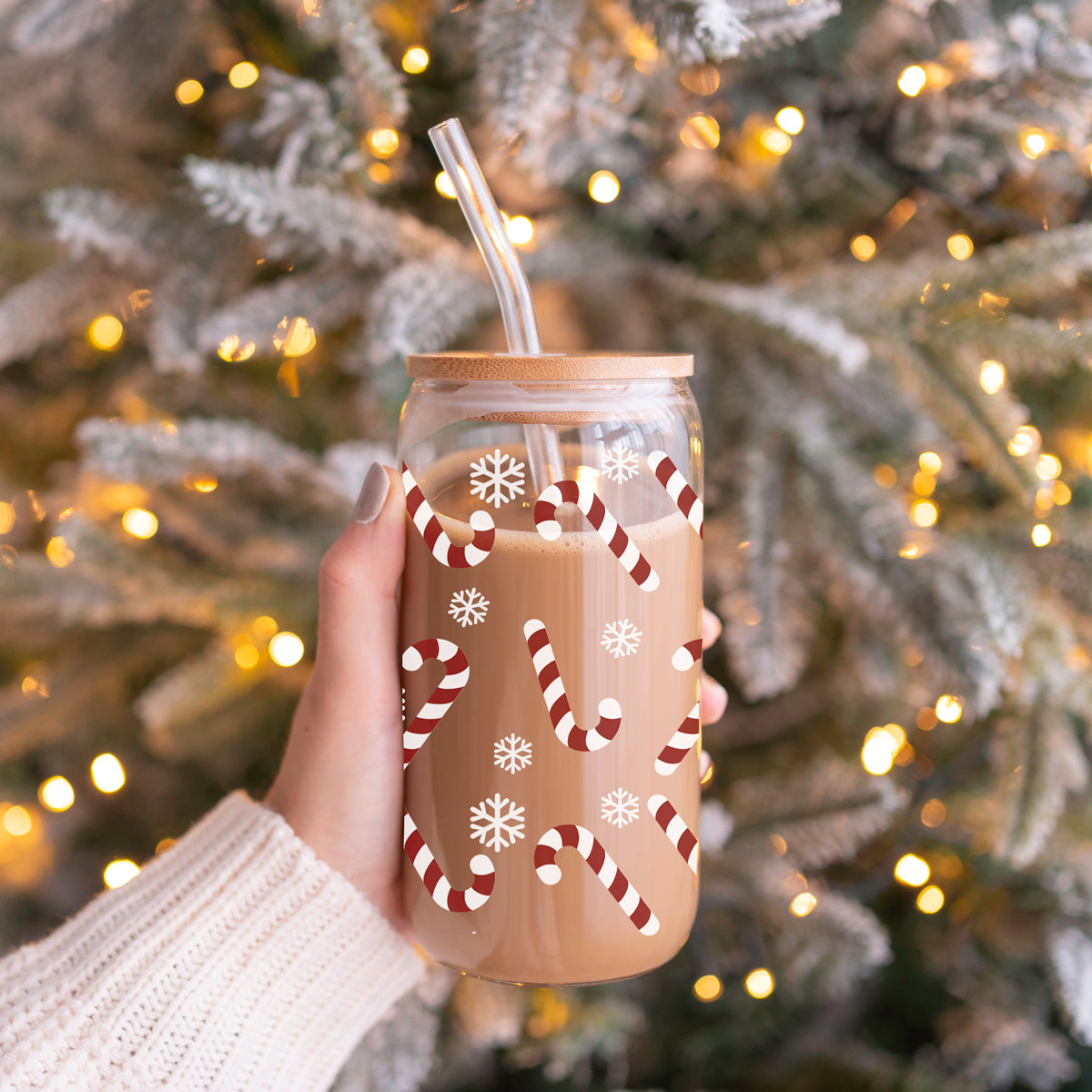 Candy Cane Glass Cup