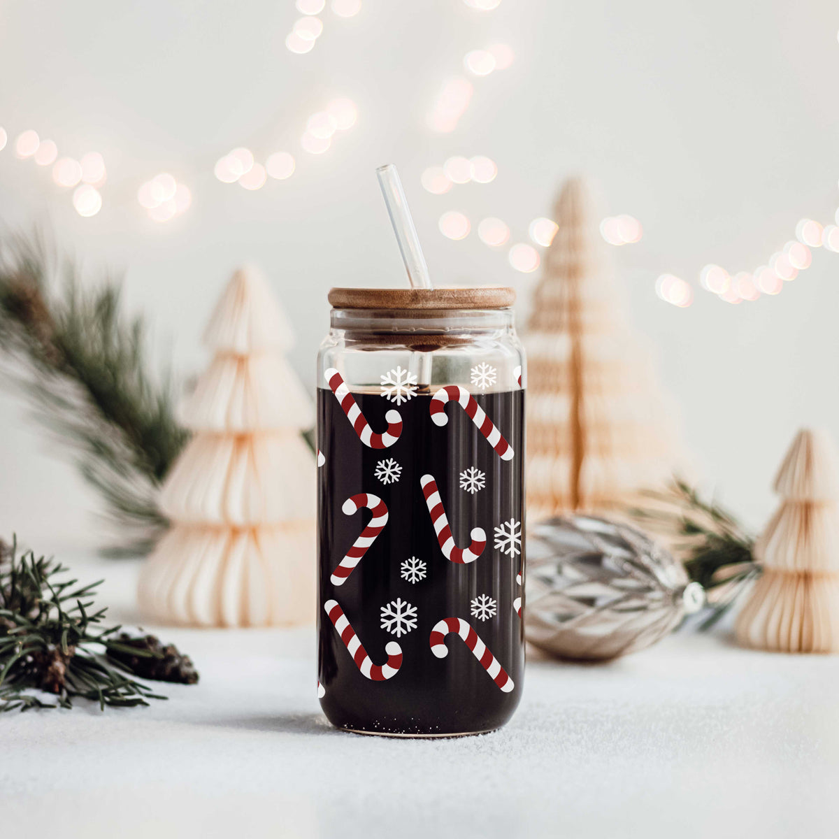 Candy Cane Glass Cup