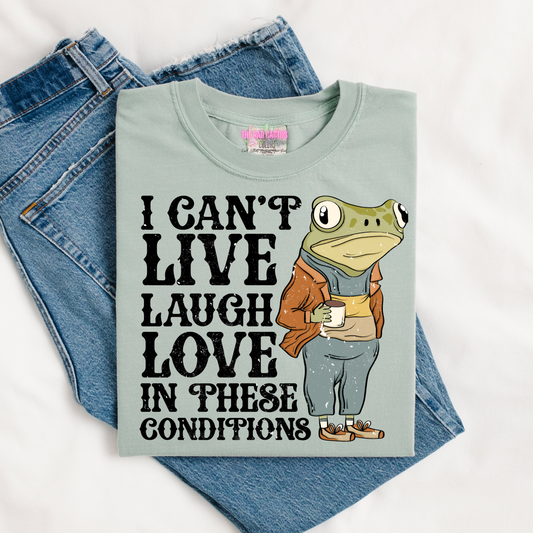 I Can't Live Laugh Love In These Conditions Graphic Tee or Crewneck Sweatshirt
