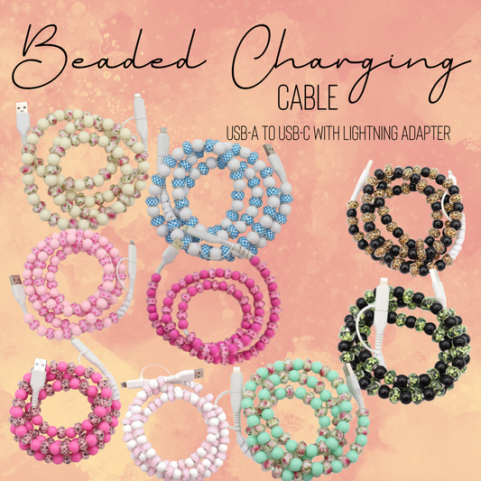 Charging Cord - Beaded - Clear Design - PREORDER 3/14-3/17