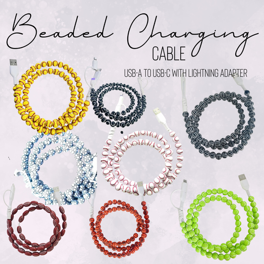 Charging Cord - Beaded - Sports - PREORDER 3/14-3/17