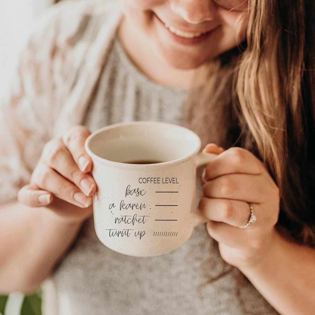 Modern typography coffee level indicator mug Wholesalers
Humorous coffee mood tracker ceramic mug