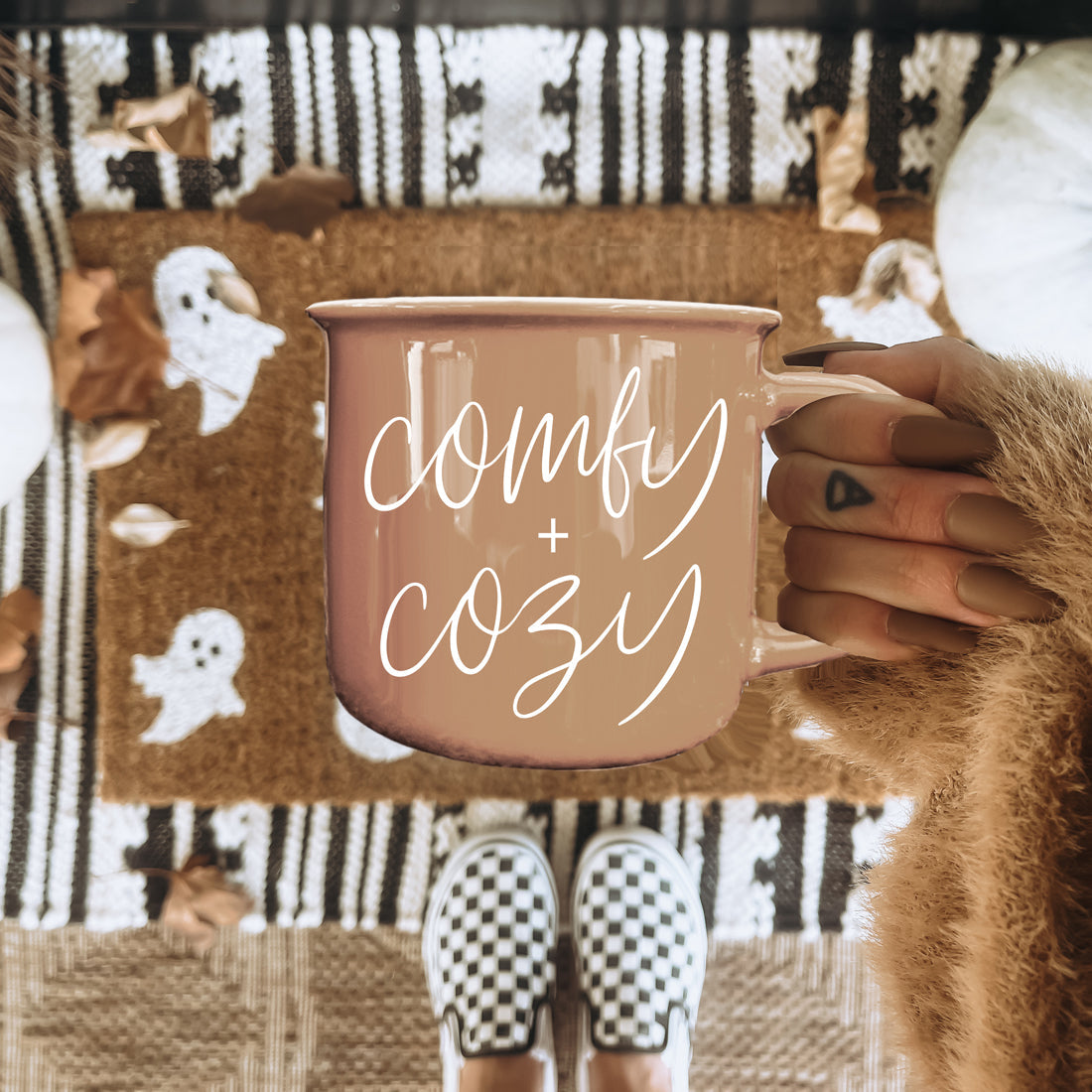 Fall Coffee Bar Decor Brown Comfy Cozy Mug 14.5oz
Autumn Coffee Station Mug Brown Ceramic Display
Modern Coffee Bar Accessories Fall Theme Mug