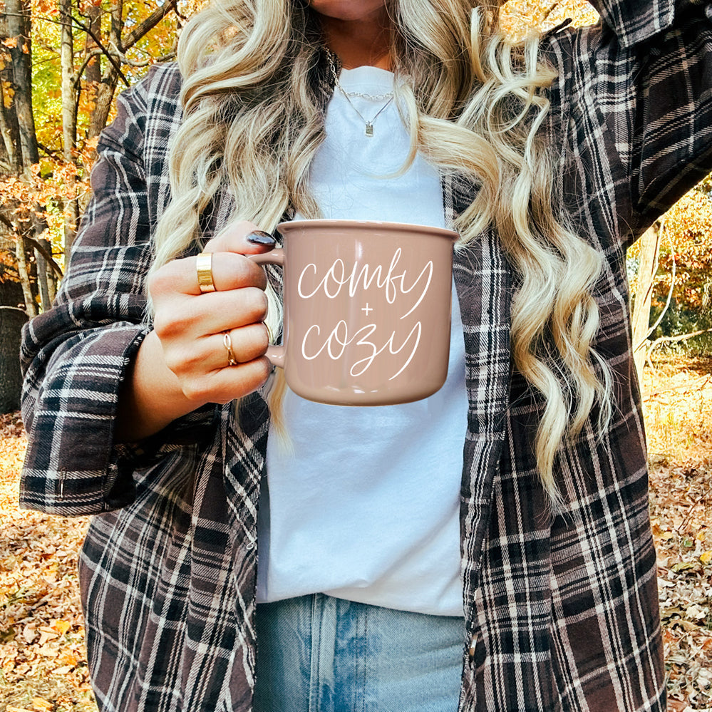 Fall Housewarming Gift Coffee Mug Comfy Design
Autumn Birthday Present Brown Ceramic Mug