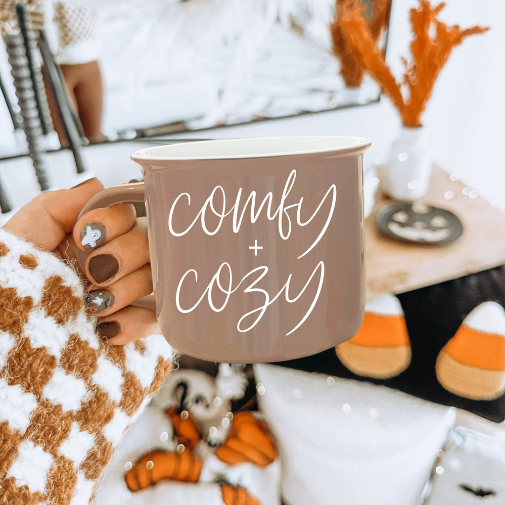 Halloween Coffee Cup Cozy, Cute Fall Mugs for sale in bulk, Brown Drinkware
Fall Coffee Mugs with Sayings on them